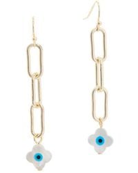 Juvell - 18k Plated Pearl Evil Eye Dangle Earrings - Lyst