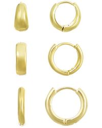 Adornia - 3Pc 14K Plated Huggie Hoop Earring Set - Lyst