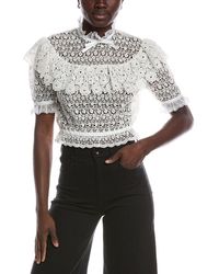 Miu Miu - Cropped Ruffled Guipure Lace Top - Lyst
