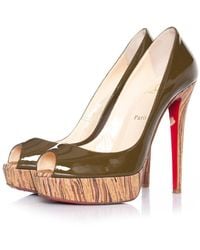 Christian Louboutin - Patent Calf Leather Banane Kaki Platform Pump (Authentic Pre-Loved) - Lyst