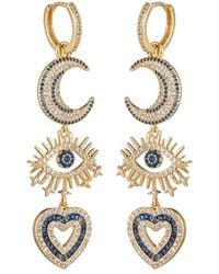 Eye Candy LA - Cz Crescent Moon Heart Drop Earrings - Lyst
