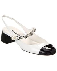 Miu Miu - Chain Detail Patent Slingback Pump - Lyst