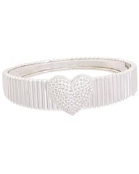 Juvell - 18K Plated Cz Heart Goose Bangle Bracelet - Lyst