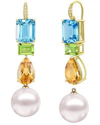 Kai Fine Jewelry - 14K 13.65 Ct. Tw. Diamond & Gemstone & 12-13Mm Pearl Drop Earrings - Lyst