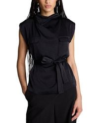 Kenneth Cole - High Cowl Neck Belted Blouse - Lyst