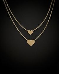 Italian Gold - 14k Double Layer Heart Adjustable Necklace - Lyst