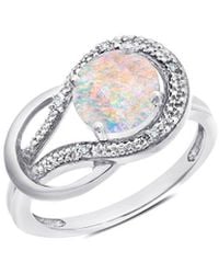 MaxColor - 10k 1.02 Ct. Tw. Diamond & Lab-grown Opal Eternity Ring - Lyst