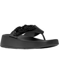 Fitflop - F-Mode Beaded Chain Leather Toe Post Sandal - Lyst