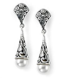 Samuel B. - Silver Pearl Cone Earrings - Lyst