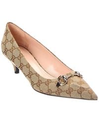 Gucci - Horsebit Gg Supreme Canvas & Leather Pump - Lyst