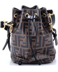 Fendi - Zucca Embossed Leather Mon Tresor Bucket Bag Mini (Authentic Pre- Loved) - Lyst