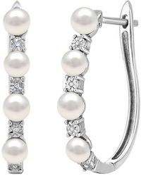 Lab Grown Gemstones - Lab-Grown Pearl & 4Mm Pearl Hoop Earrings - Lyst