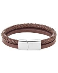 Adornia - Stainless Steel Leather Bracelet - Lyst