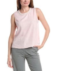 Vince Camuto - Sleeveless Crewneck Linen-Blend Blouse - Lyst