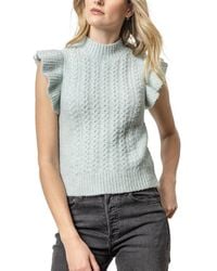 Lilla P - Flutter Sleeve Mock Neck Wool-Blend Sweater - Lyst