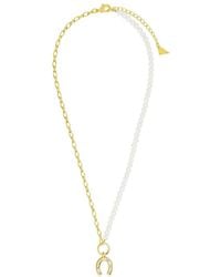 Sterling Forever - 14k Plated 4mmmm Pearl Cz Elva Necklace - Lyst