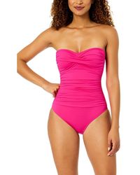 Anne Cole - Twist Front Strapless One-Piece - Lyst