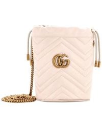 Gucci - Matelasse Leather Gg Marmont Bucket Bag Mini (Authentic Pre-Loved) - Lyst