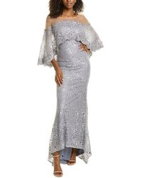 Mac Duggal Embroidered Lace Gown - Grey
