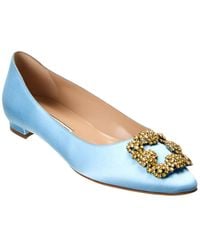 Manolo Blahnik - Hangisimu Satin Flat - Lyst