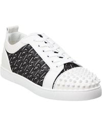 Christian Louboutin - Louis Junior Spikes Coated Canvas & Leather Sneaker - Lyst