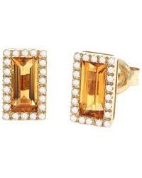 Gemstones - 1.28 Ct. Tw. Diamond & Citrine 14K Earrings - Lyst