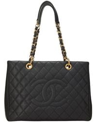 CHANEL - Quilted Caviar Leather Grand Shopping Tote (Gst) (Authentic Pre-Loved) - Lyst