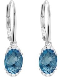 Diamond Select Cuts - 14K Diamond .05 Ct. & 2.81 Ct. London Topaz Earrings - Lyst