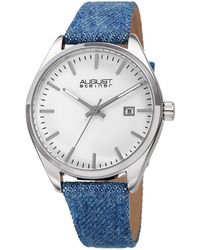 August Steiner Denim Over Leather Watch - Metallic