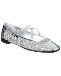 Jimmy Choo - Eleri Glitter & Leather Ballerina Flat - Lyst