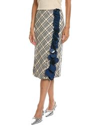 Prada - Sequin Embellished Checked Wool Midi Skirt - Lyst