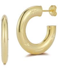 Chloe and Madison - 14k Over Silver Starburst Flattened Hoops - Lyst