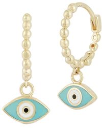 Ember Fine Jewelry - 14k Evil Eye Huggie Earrings - Lyst