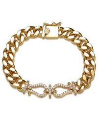 Rachel Glauber - 14k Plated Cz Love Knot Miami Cuban & Curb Chain Bracelet - Lyst