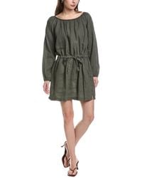 James Perse - Gathered Linen Mini Dress - Lyst