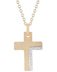 Reiss - 14K 0.10 Ct. Tw. Diamond Cross Necklace - Lyst