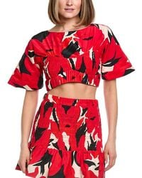 AMUR - Elle Printed Silk-Blend Crop Top - Lyst