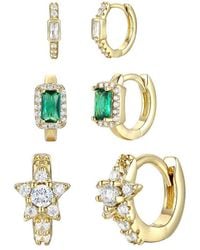 Genevive Jewelry - 14k Over Silver Cz 3pc Set Hoops - Lyst