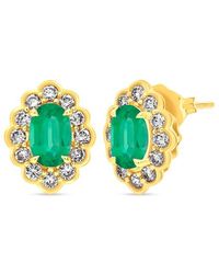 Le Vian - Center Precious 14K 1.04 Ct. Tw. Diamond & New Emerald Stud Earrings - Lyst