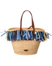 PUCCI - Straw & Leather Basket Tote Bag - Lyst