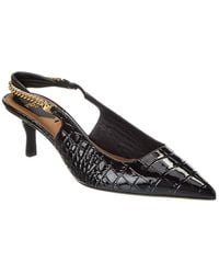 Fendi - Colibri Lite Croc-Embossed Patent Slingback Pump - Lyst