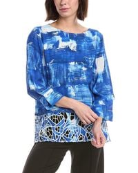 Lemon Grass - Printed Eyelet Contrast Blouse - Lyst