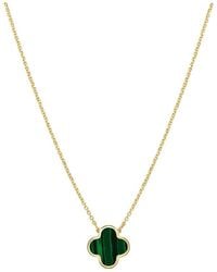 Italian Gold - 14K Malachite Clover Necklace - Lyst