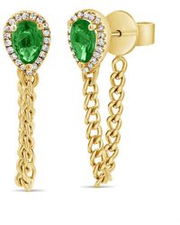 Sabrina Designs - 14k 1.04 Ct. Tw. Diamond & Emerald Dangle Chain Earrings - Lyst