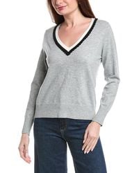 Cece - Deep V Contrast Trim Sweater - Lyst