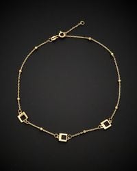 Italian Gold - 14K Square & Bead Station Adjustable Length Anklet - Lyst