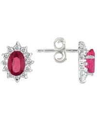 Gem Spark - 14K 1.34 Ct. Tw. Diamond & Ruby Earrings - Lyst