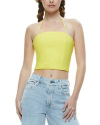 Alice + Olivia - Alice + Olivia Ceresi Tie Neck Halter Linen-blend Bandeau Top - Lyst