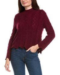 Kier + J - Kier + J Fancy Stitch Mock Neck Wool & Cashmere-Blend Sweater - Lyst