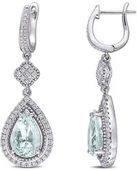 Diamond Select Cuts - 14K 6.16 Ct. Tw. Diamond & Aquamarine Cuff Earrings - Lyst